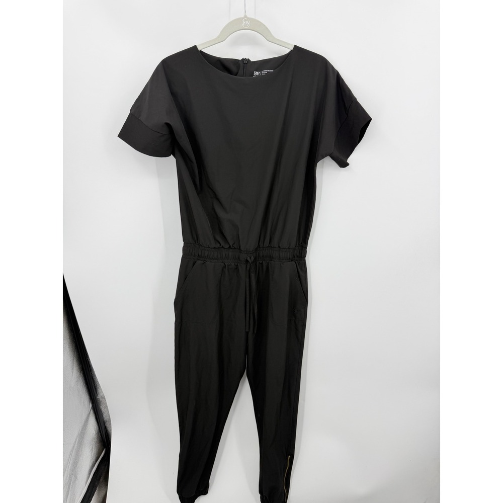Albion Everyday jumpsuit Women Size S Black Short Sleeve Ankle Zip Pocket